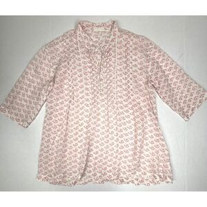 CP Shades Hand Dyed Linen Tunic Top Babydoll Womens Small‎ Floral Print